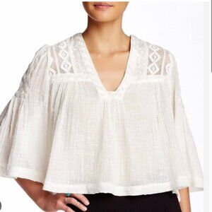 Free People Carry Me Away Gauze Crochet Top